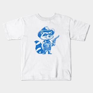 Sheriff Raccoon in Blue - Wild West Adventure Vintage Design Kids T-Shirt